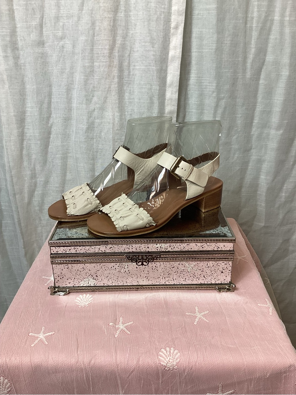 See by Chloe Robin Bicolor Rickrack-Trim Wedged Sandals; Size: 10